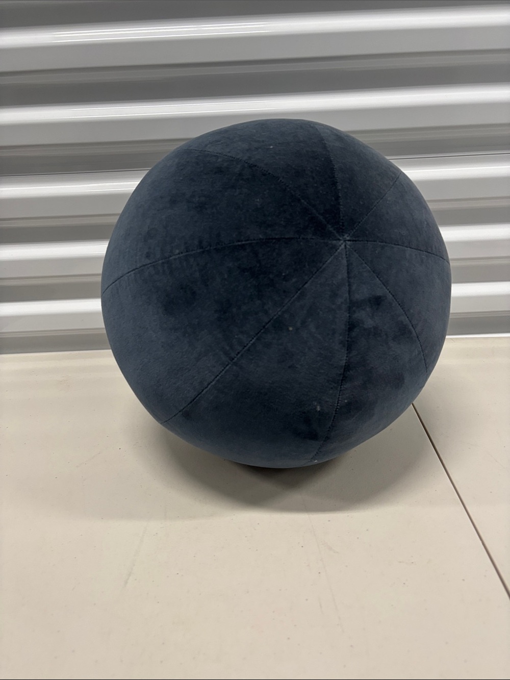 CB2 Plush Velvet Accent Ball Pouf - Navy
